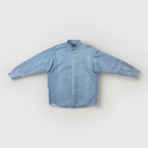 👔🧵 Vintage 90s Ralph Lauren Blake Denim Button Down Shirt Men’s Large